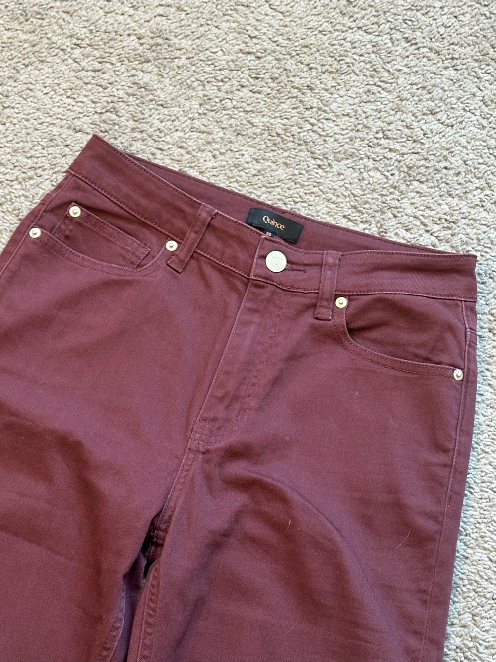 Quince Women’s Bella Stretch Straight Jeans Burgundy Wine 28 - Picture 3 of 8